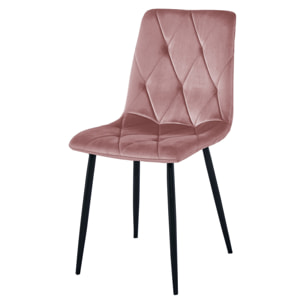 Sedia Libra in velluto rosa con gambe in metallo nero