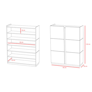 Zapatero Hessa melamina blanco detalle roble claro 122x95x35 cm