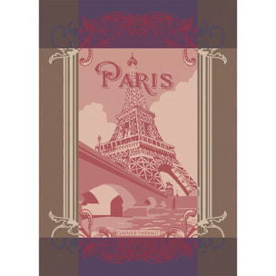 Torchon pur coton motif jacquard bordeaux marron Paris seine bordeaux