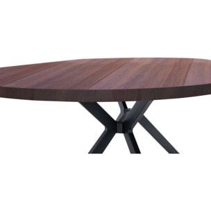 Marui Big - Tavolo da pranzo ovale in legno e metallo con piede centrale Ashi 180x100 cm - legno marrone