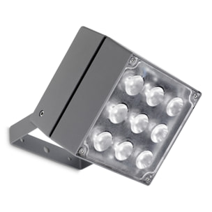 LEDS·C4 Proyector IP65 Cube 9 LEDs LED 38.4 Blanco Cálido - 3000K Gris Urbano 2117LM para Exterior de Pared, Jardín, Terraza