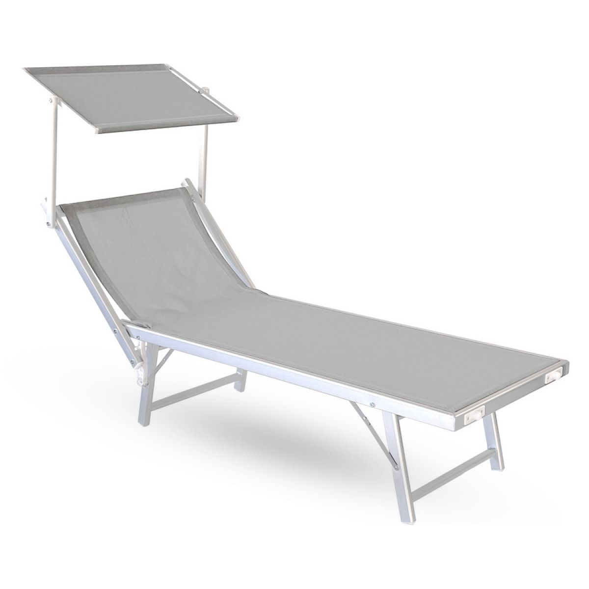Lettino prendisole in alluminio e tela grigia Bagnino