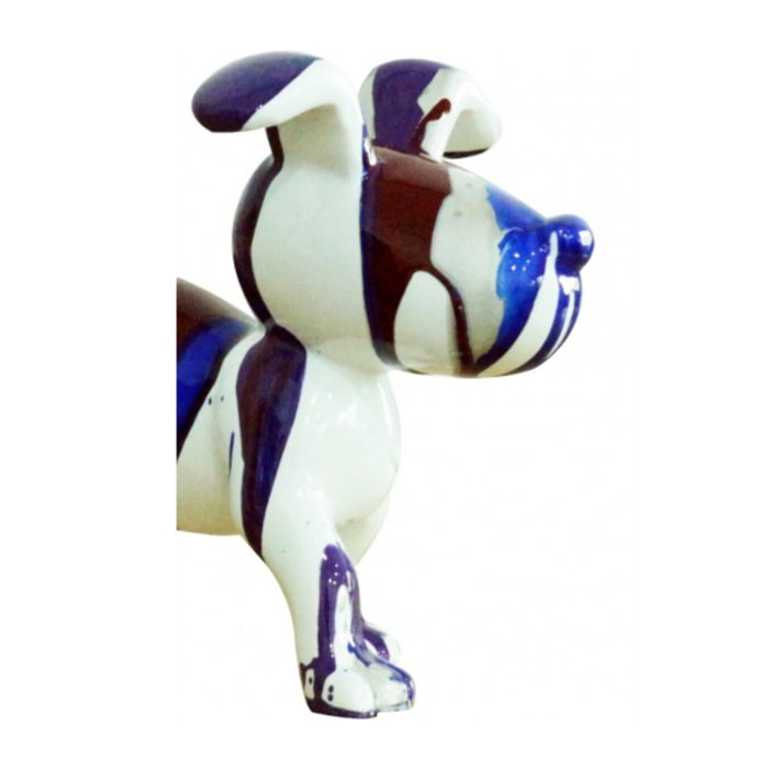 Statuette chien bleu et marron en résine H14cm - WHITE SNOOP
