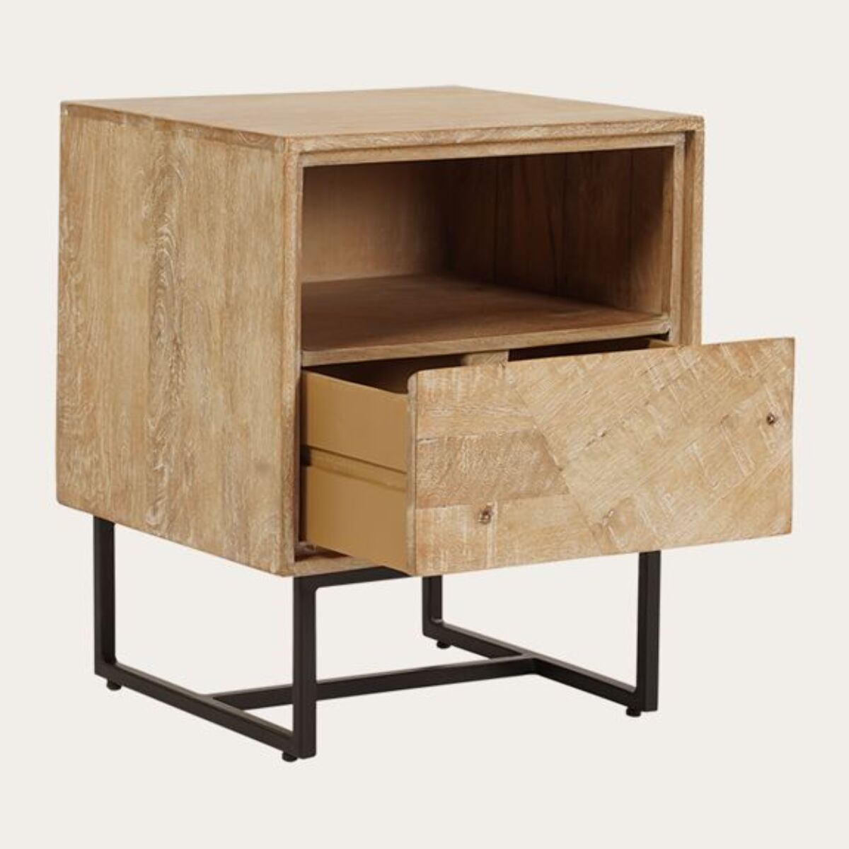 Table de chevet Yala -bois massif de mangue-couleur arabica 40 x 50 x 38 cm