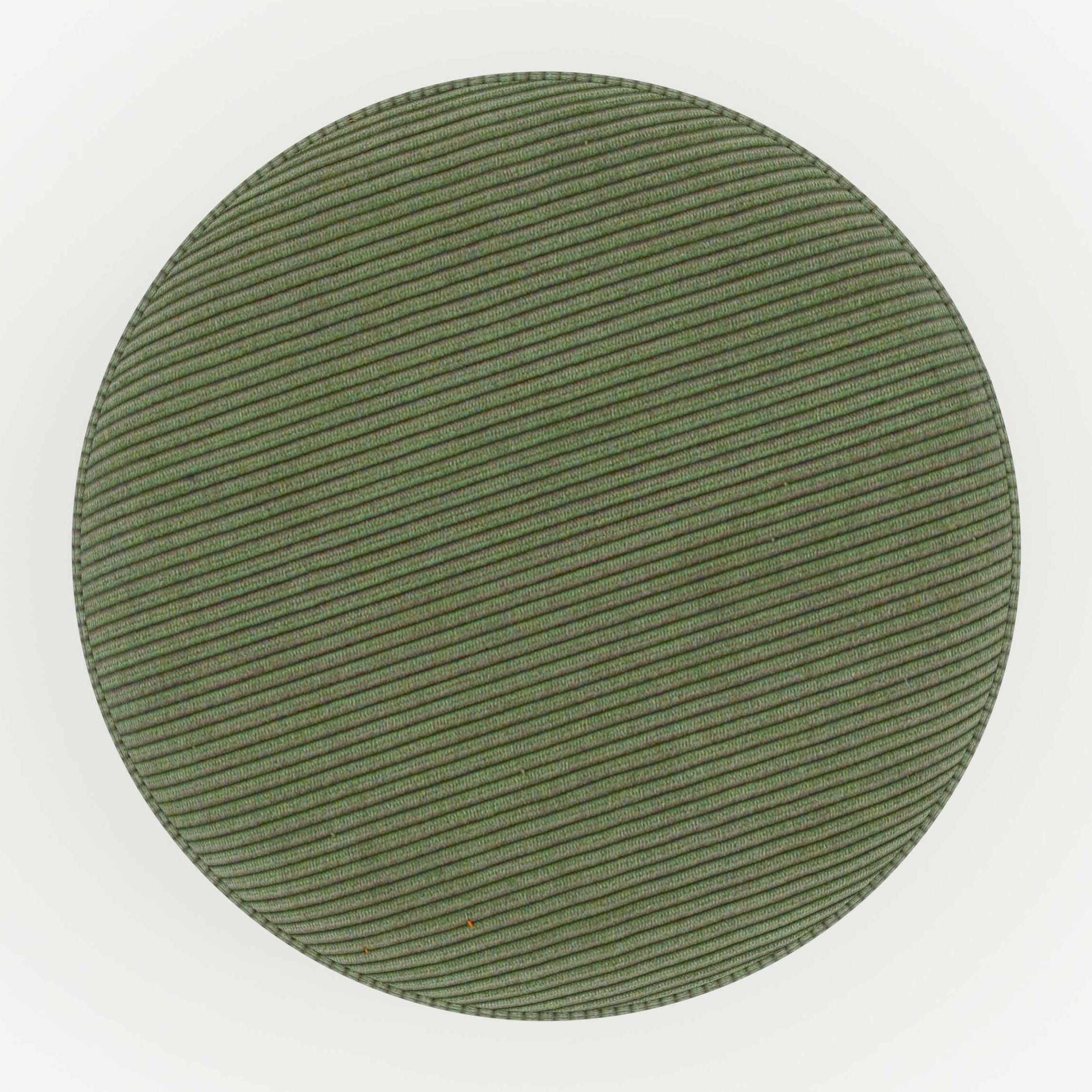 Pouf rond en velours côtelé vert - Lily
