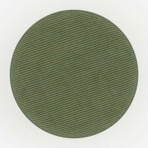 Pouf rond en velours côtelé vert - Lily