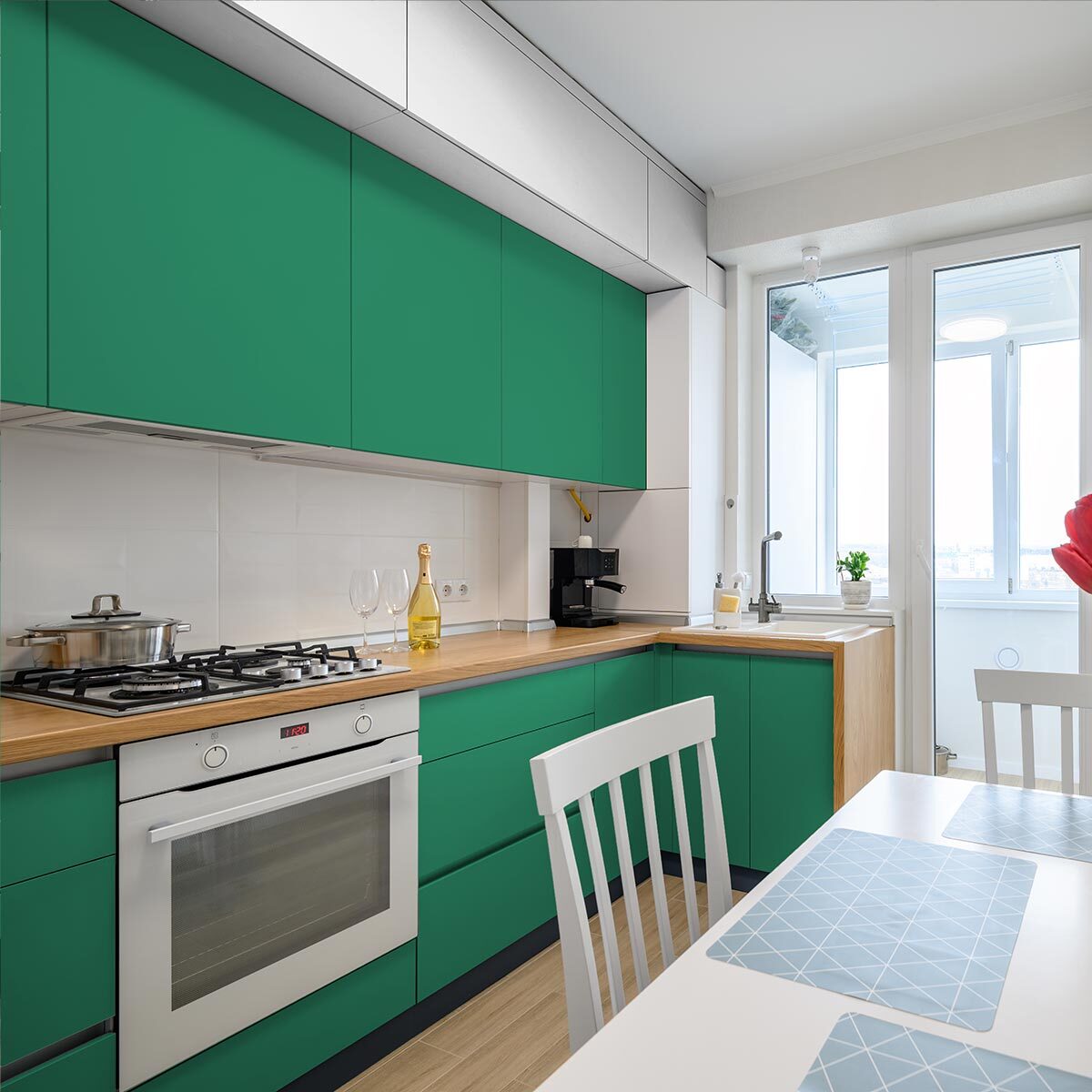 Rouleau adhésif décoratif Vinyle au Mètre - Turquoise - Sticker Lavable Imperméable Mur Cuisine Meubles