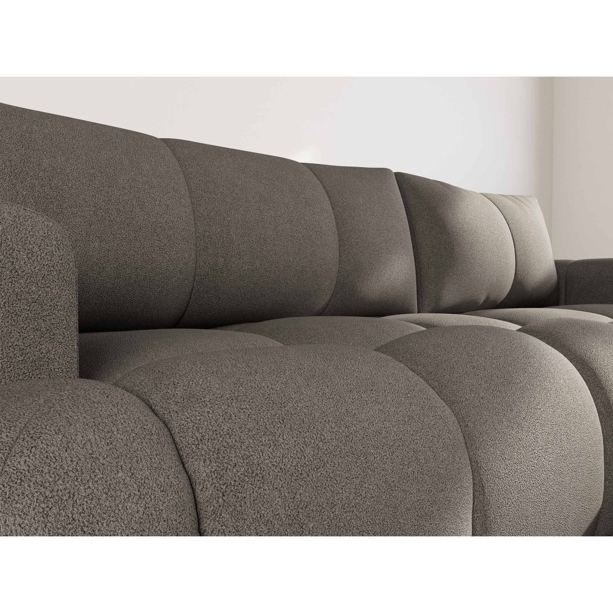 Yulin - Canapé d'angle droit 4 places convertible avec coffre en tissu bouclette - Gris foncé