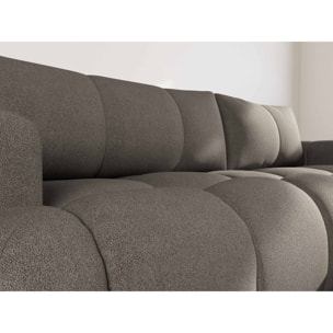 Yulin - Canapé d'angle droit 4 places convertible avec coffre en tissu bouclette - Gris foncé