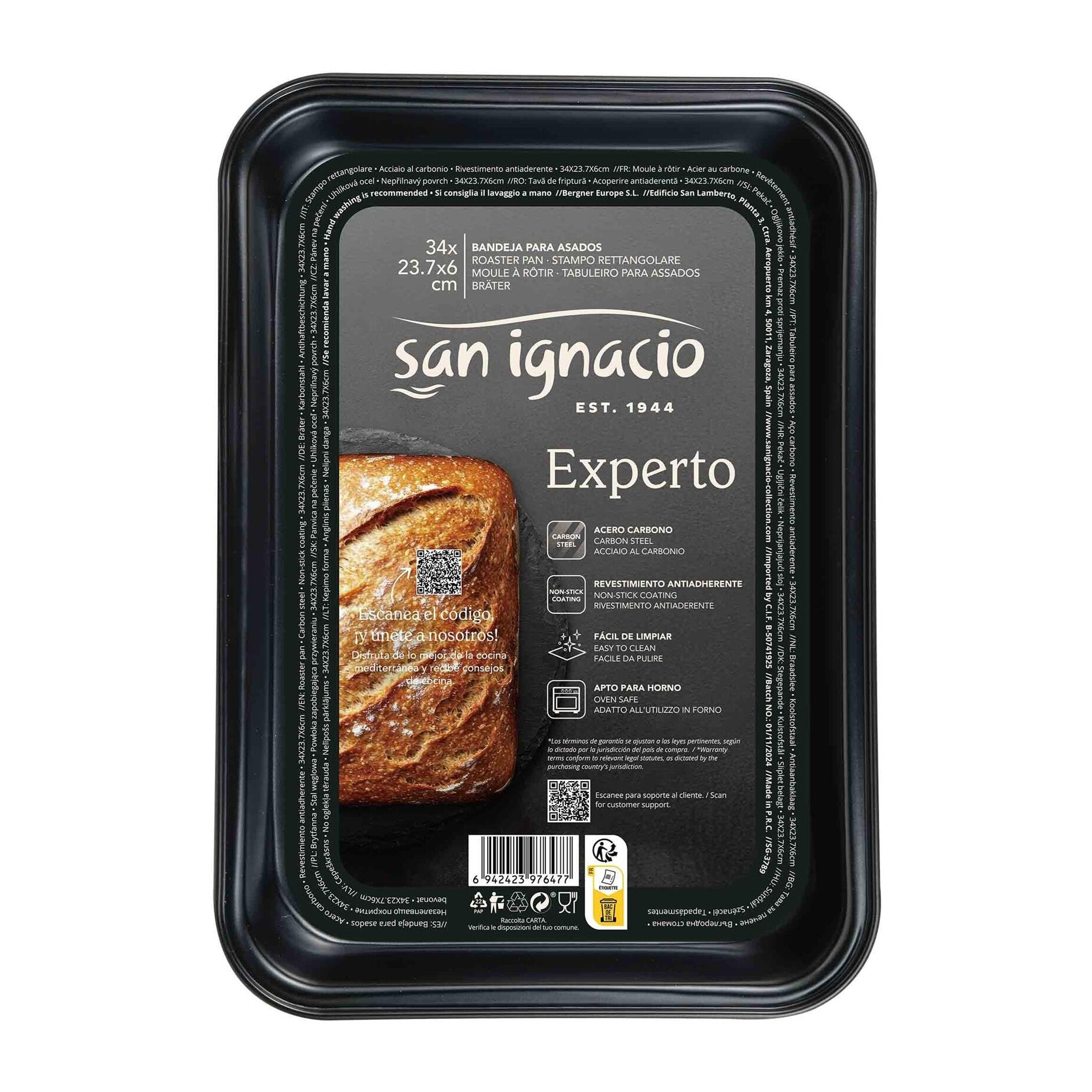 Molde para horno 34x23,7x6 cm acero carbono, bandeja amplia y profunda para asados y repostería expert san ignacio