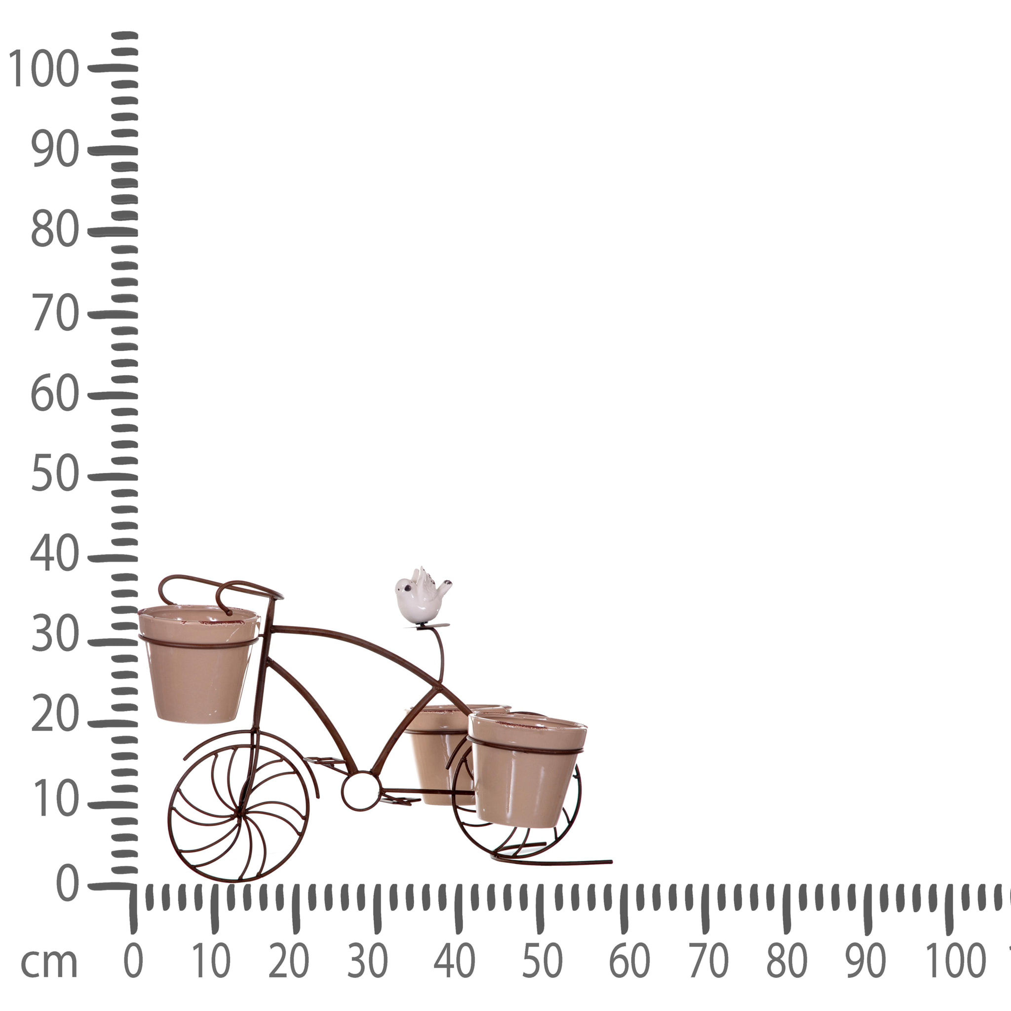 Bicicletta 3 Vasi H.39 Cm - Pezzi 1 - 58,5X39X36,2cm - Colore: Marrone - Bianchi Dino - Espositori E Vasi Metallo