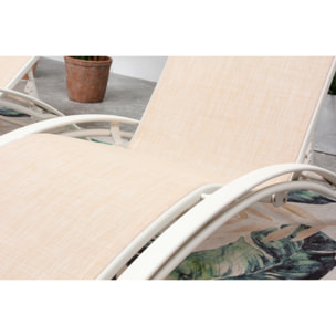 Lot de 2 transats empilables et ajustables écru/ blanc ANTIBES