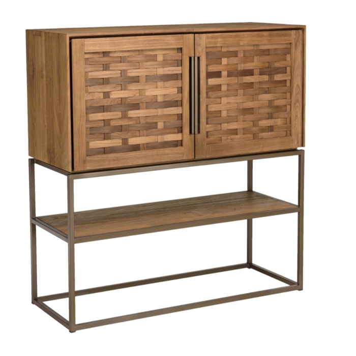 SIXTINE - Buffet en bois de teck recyclé 2 portes