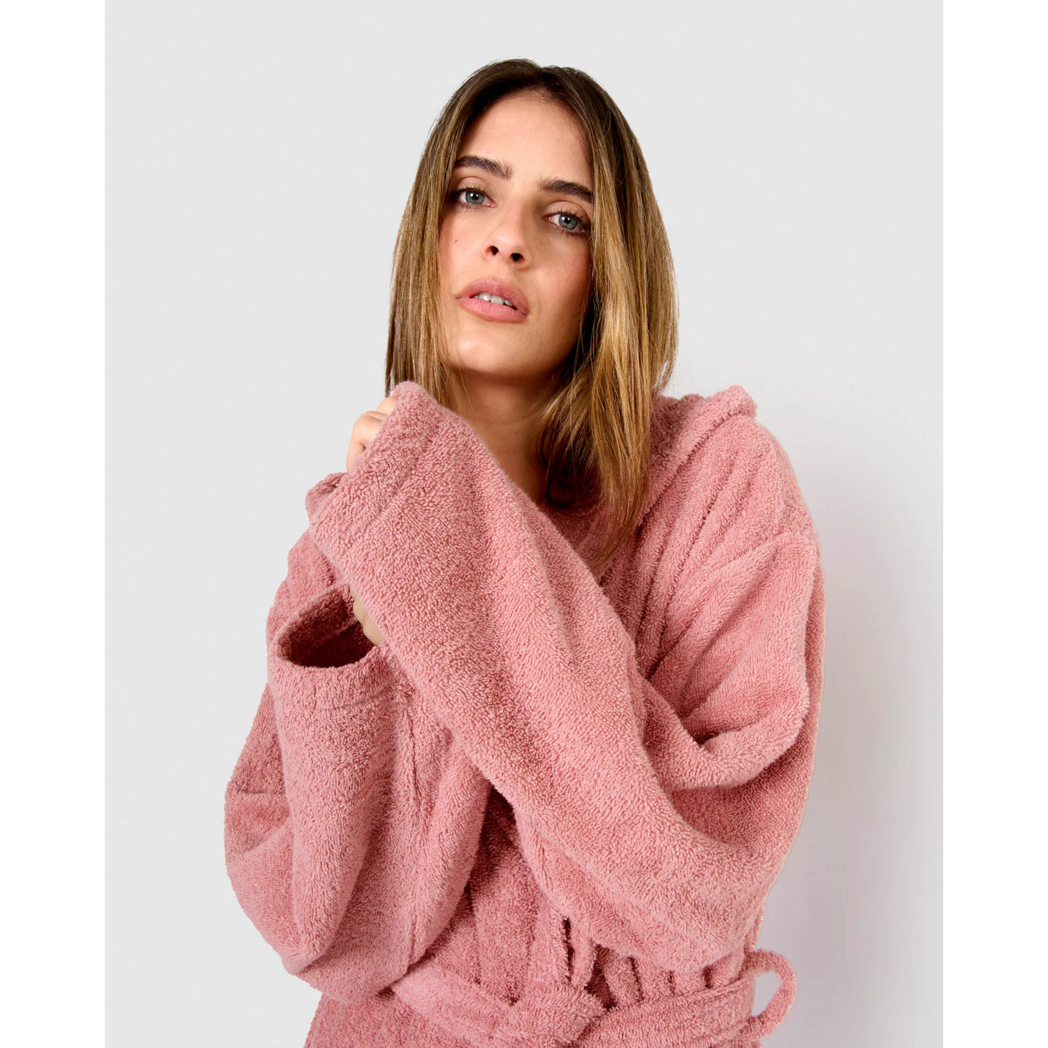 Albornoz capucha 450gr unisex rosa keike