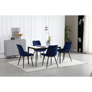 Set di 2 sedie Bera in velluto blu navy con gambe nere