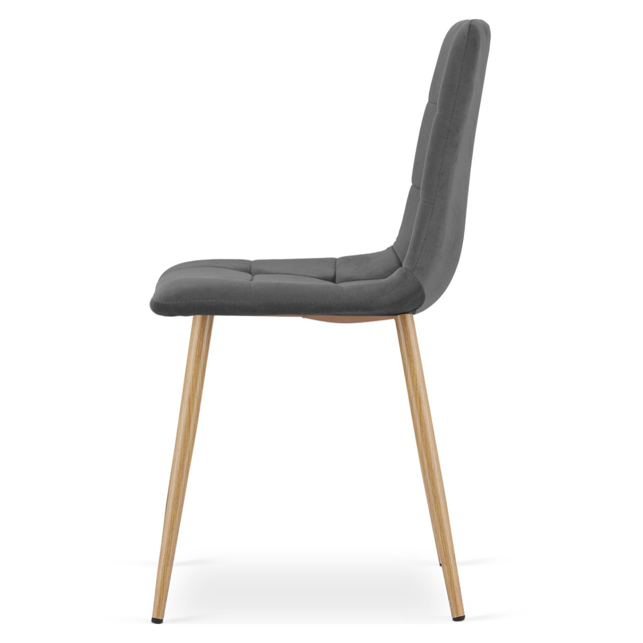 Sedia Kara in velluto grigio scuro con gambe effetto legno