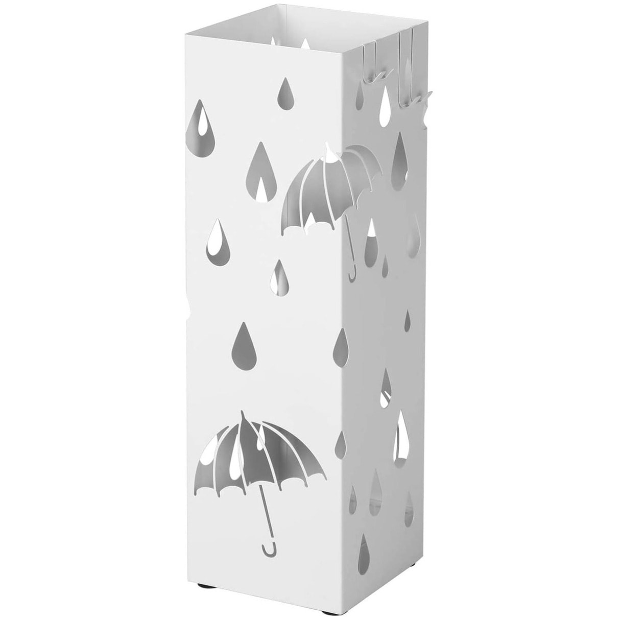 Portaombrelli in metallo bianco con vassoio raccogli-acqua