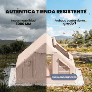 Tienda de Campaña Inflable Glamping para 5–8 Personas con Apertura de Chimenea y Claraboya Bomba UPF30+ Bolsa para 4 Estaciones Instantáneo Resistente al Viento Tela Oxford Impermeable 5000+