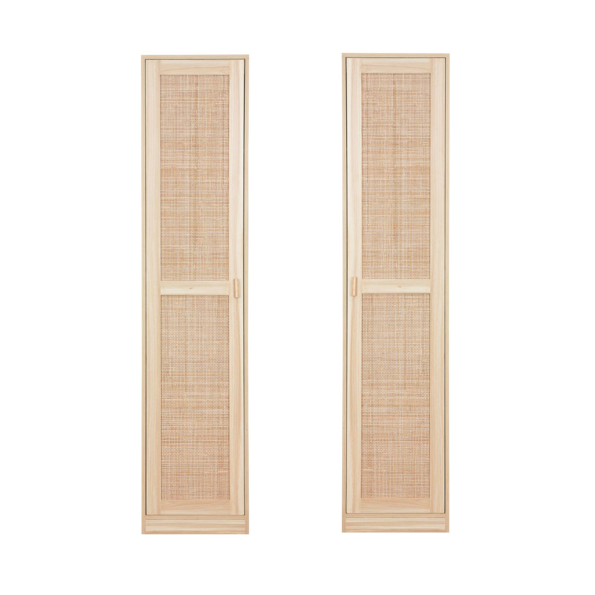 Armoire dressing cannage et effet bois. garde-robe 1 porte. 5 étagères H180cm