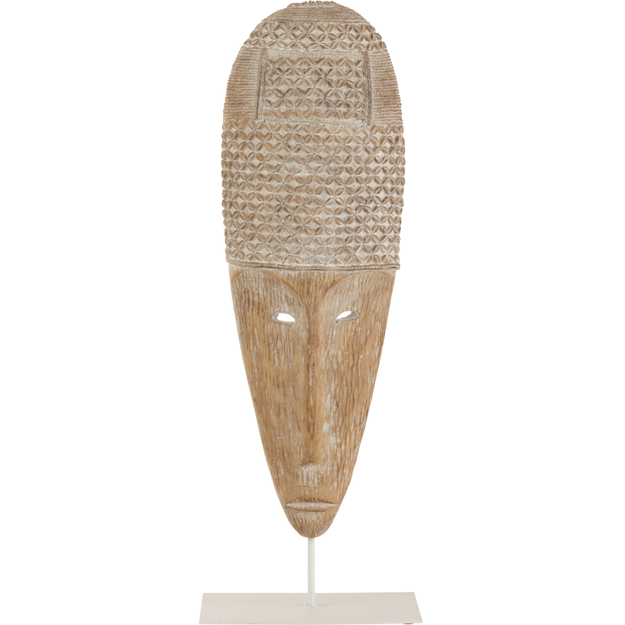 J-Line décoration Masque Sur Pied - polyrésine - blanc/naturel