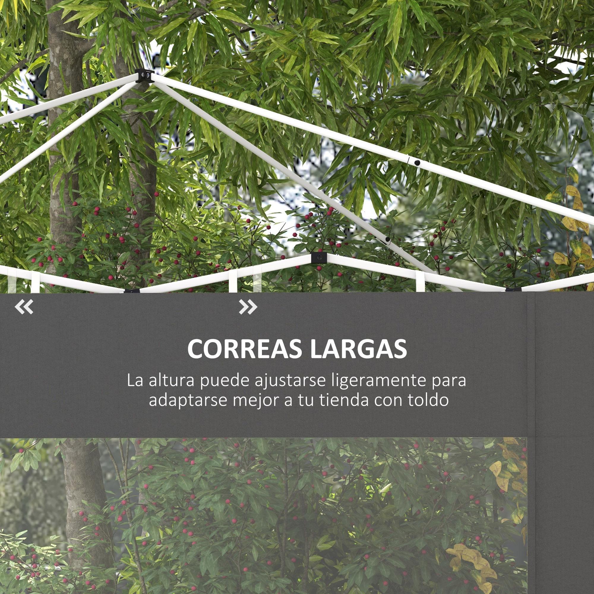 Outsunny Paredes Laterales para Carpa de 2 Paneles 295x195 cm Paredes Laterales de Repuesto de Tela Oxford con Ventana para Carpas de 6x3 m 3x3 m Gris