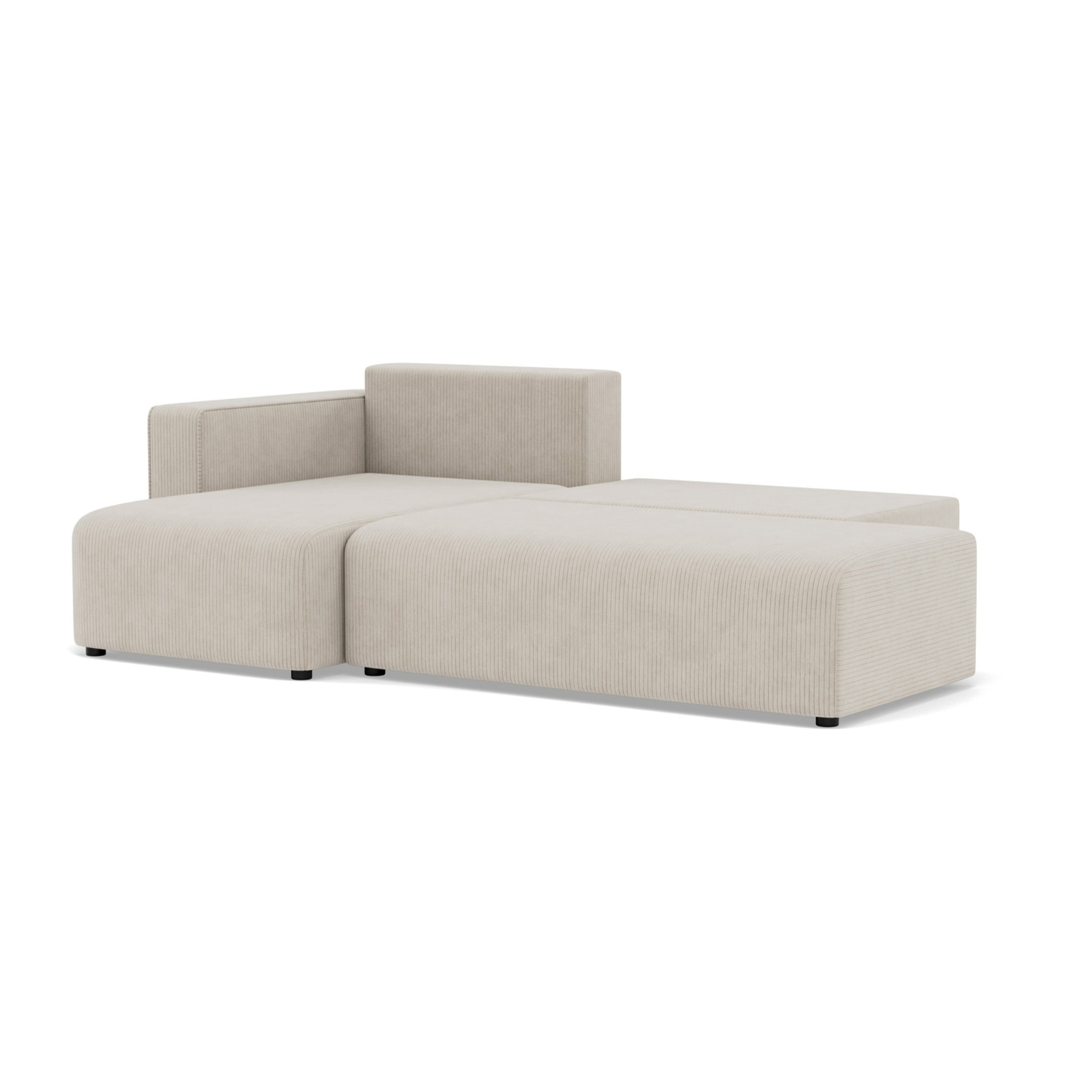 Topaze - canapé d'angle gauche 4 places convertible avec coffre sans accoudoir en velours côtelé - Beige