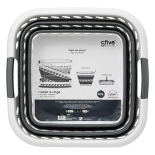 Cesta retráctil blanco gris 40l