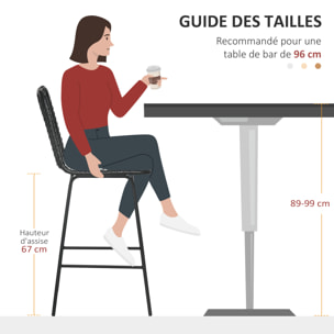Lot de 2 tabourets de bar – Style bohème – Dossier cannage