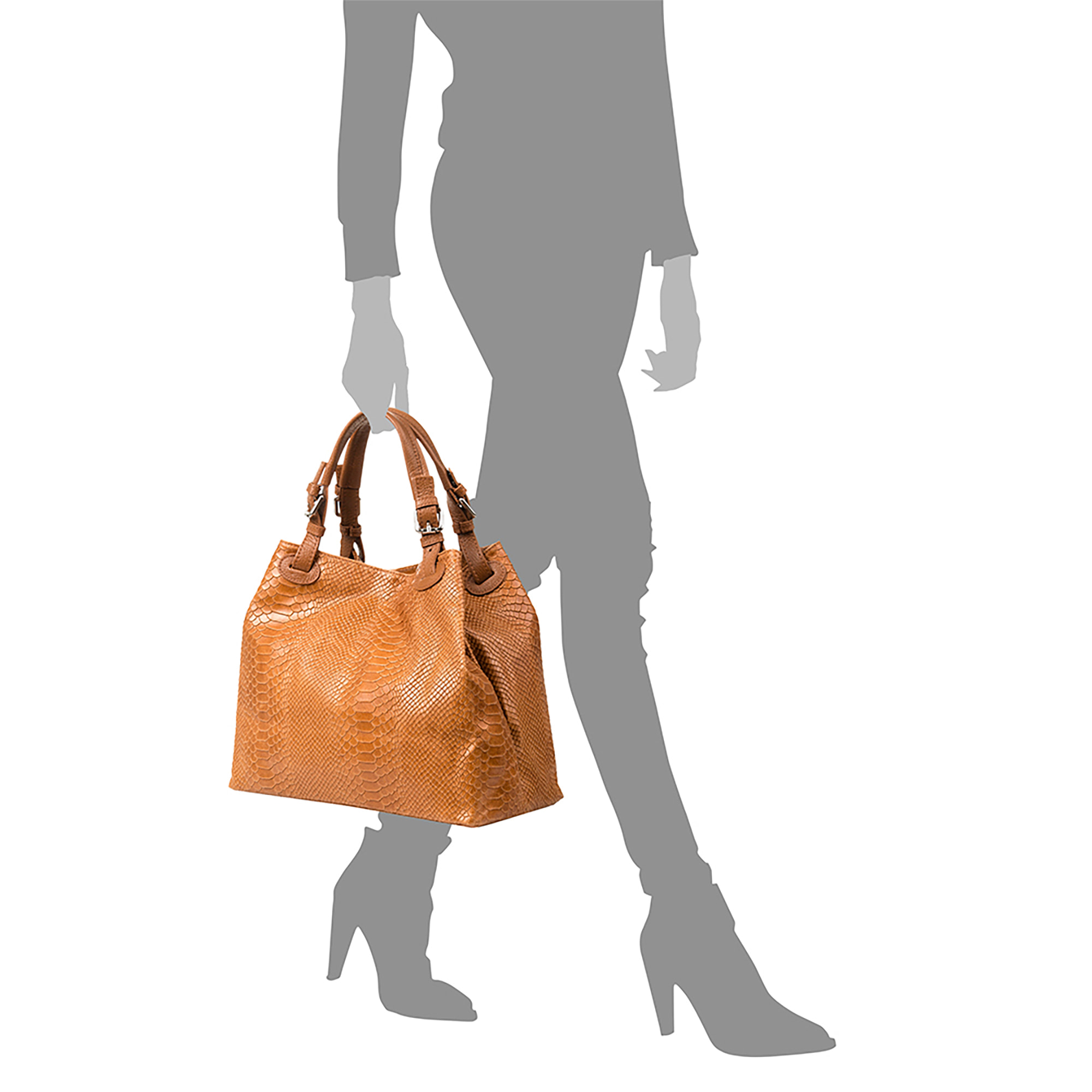 Emanuela Borsa tote Donna.Pelle autentica Alcantara Stampa Serpente