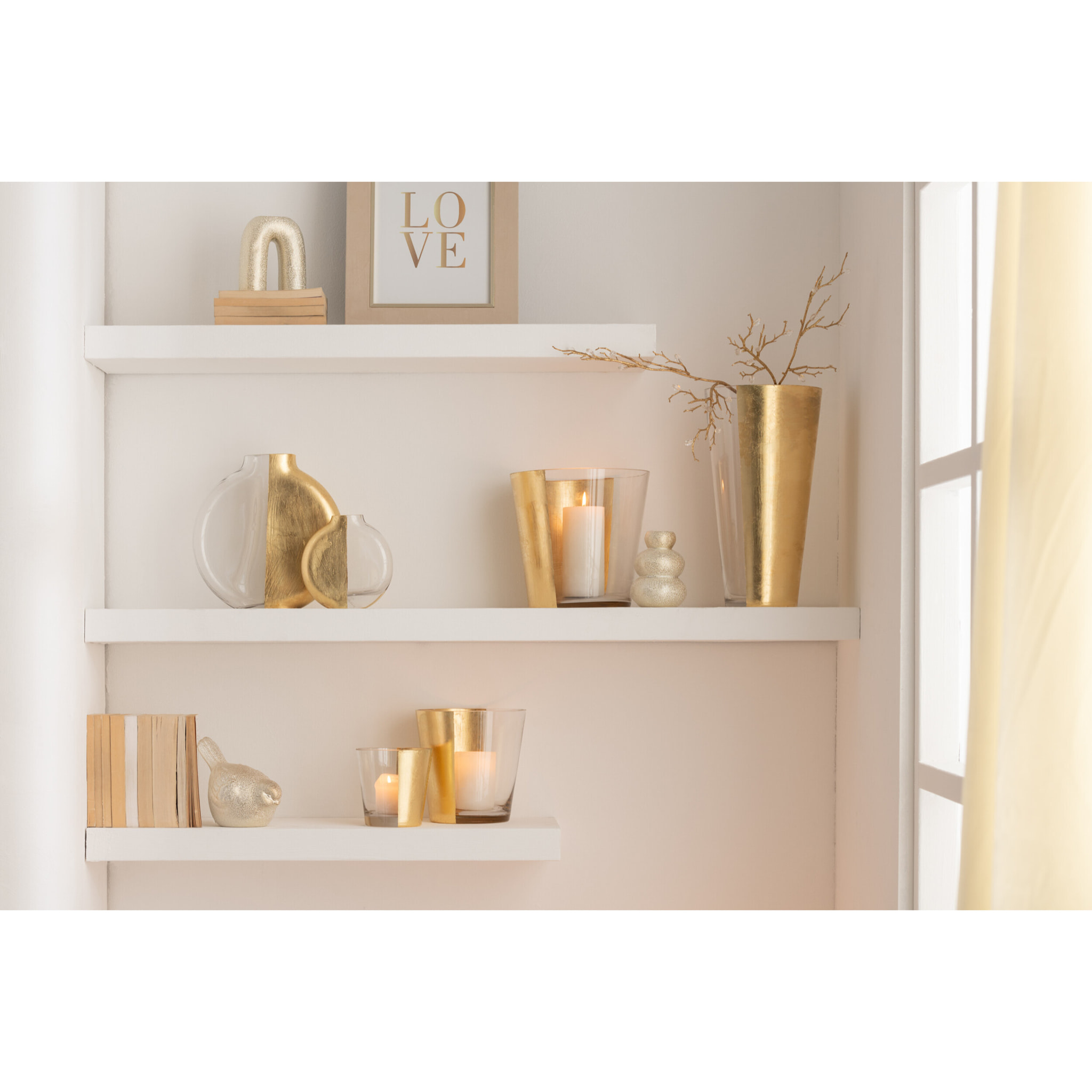 J-Line vase  Moa - verre - transparent/or - 35 cm de hauteur