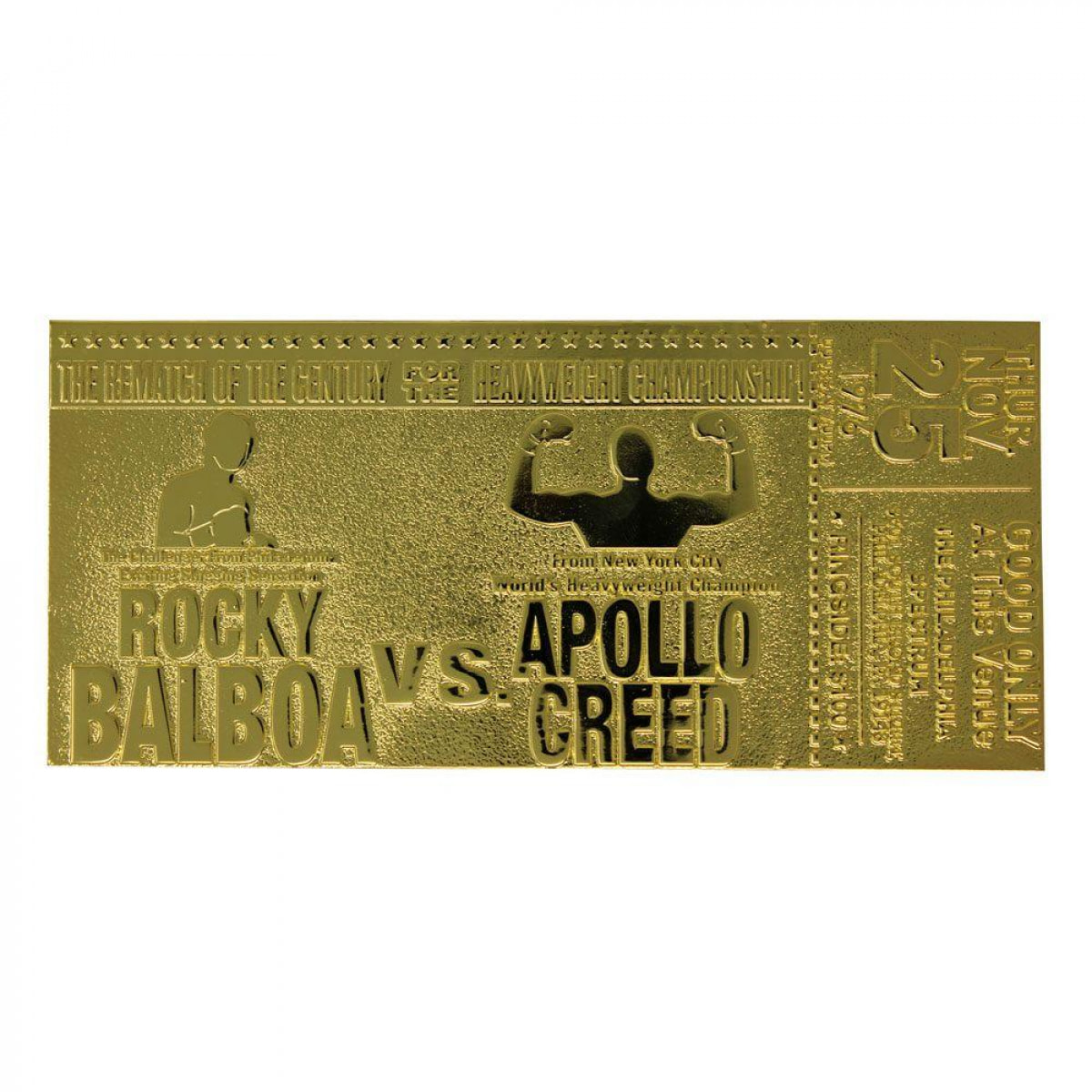 Rocky 2 Replica Biglietto Rocky Balboa vs Apollo Creed (Placcato in Oro) Fanattik