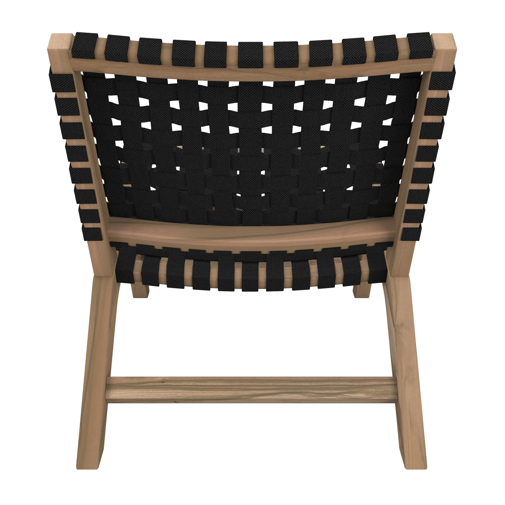Fauteuil de jardin en teck et sangles en tissu noir - Tao