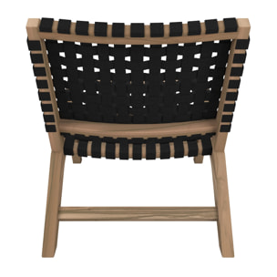 Fauteuil de jardin en teck et sangles en tissu noir - Tao