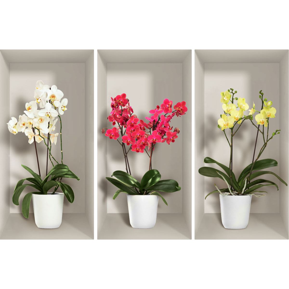 Stickers muraux 3D | Sticker Mural Autocollant effet 3D fleurs orchidées printanières - Stickers adhésifs 3D Chambre Salon Trompe l'oeil