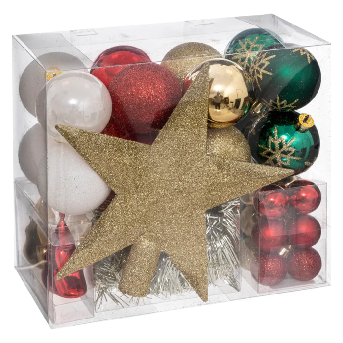 Kit de sapin "Atelier des lutins" 44 pièces doré/rouge