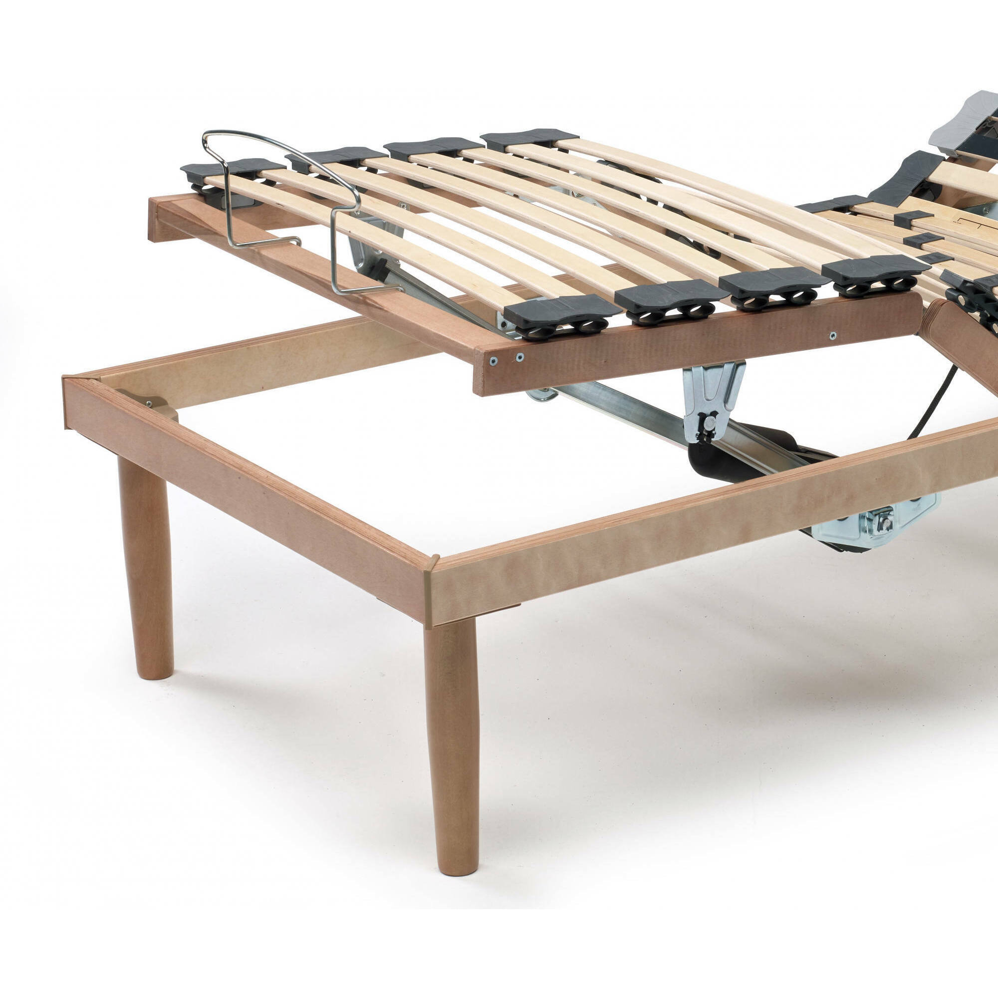 Rete letto singolo Arby, Rete a doghe in legno con motore, 100% Made in Italy, Rete ortopedica reclinabile motorizzata, Cm 80x190h 34