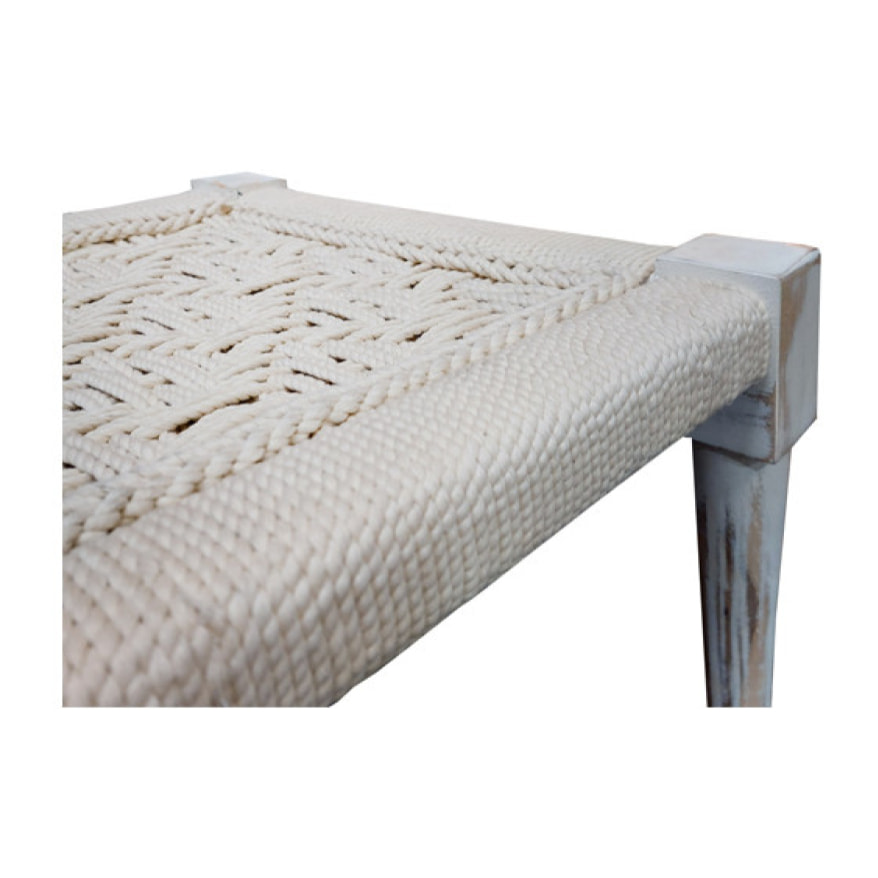 Tabouret tissé en corde blanc cassé 40x40cm - AGNEL 285