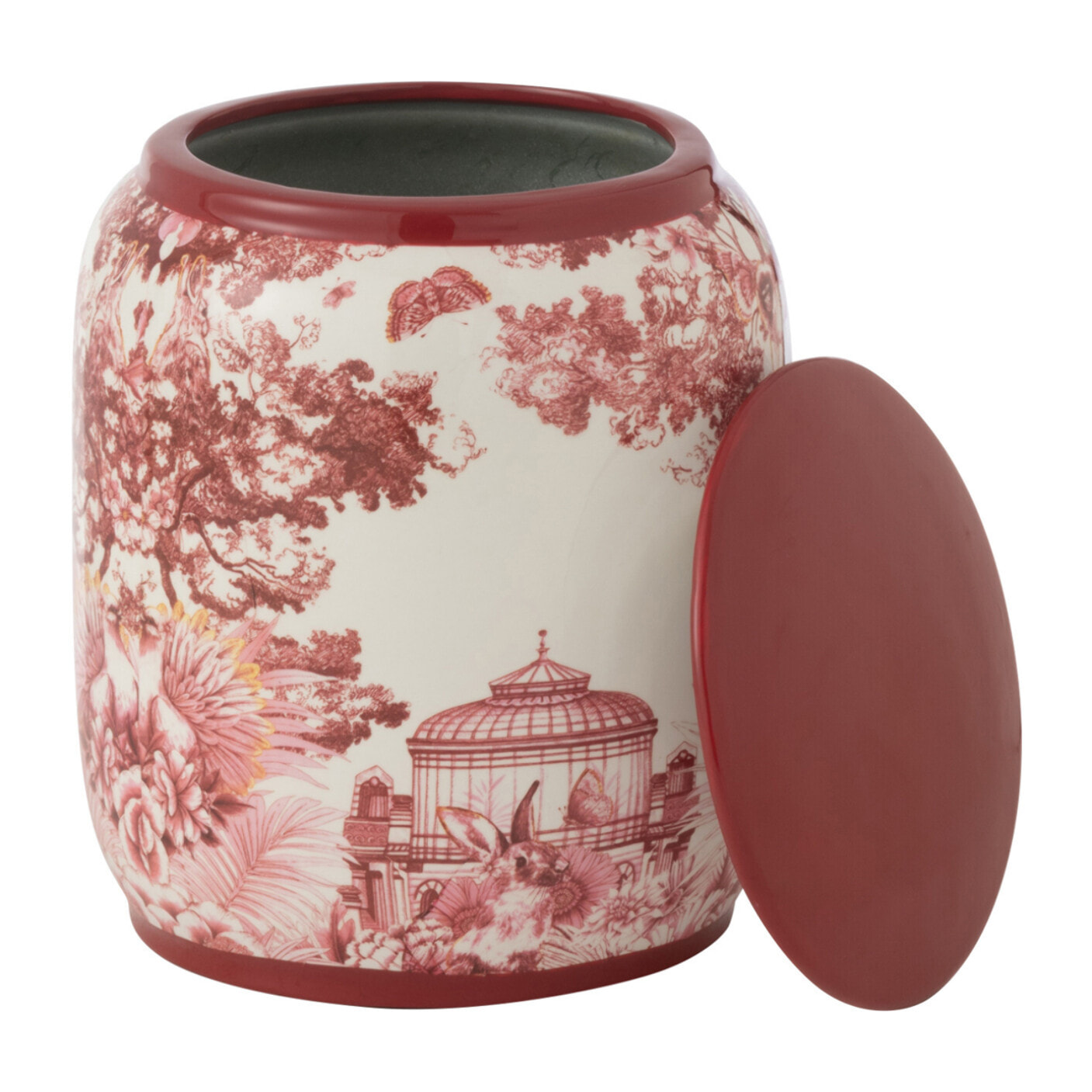 J-Line pot Moriko - porcelaine - rouge/blanc - small