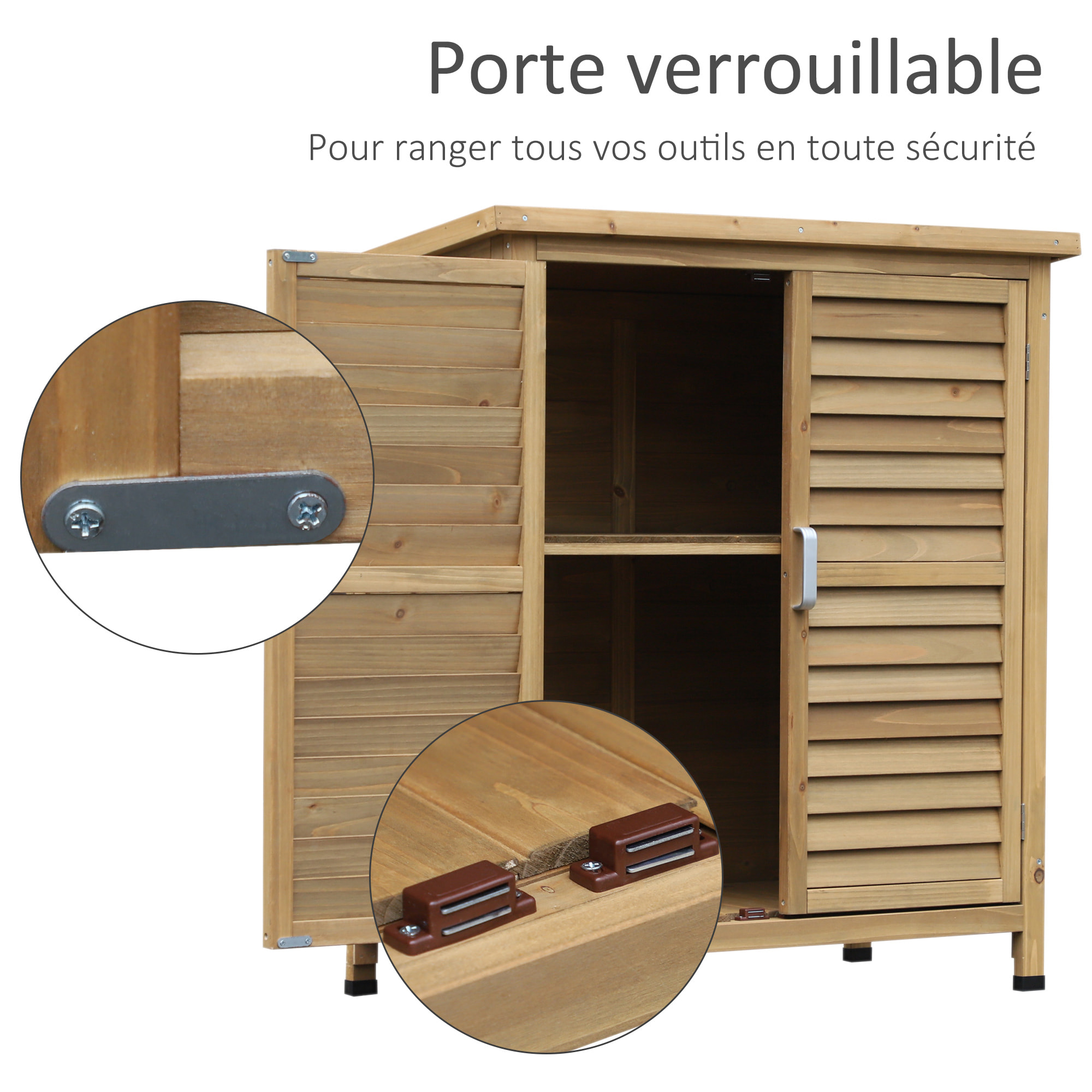 Armoire de jardin sur pied portes persiennes bois sapin autoclave vert