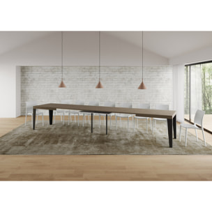 Table extensible 90x200/460cm Flame taupe pieds anthracite