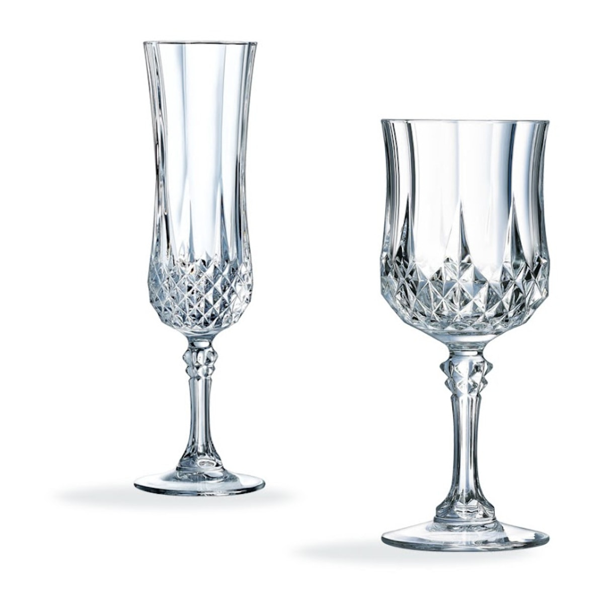 Ensemble 16 verres à pied et flûtes Longchamp - Cristal d'Arques