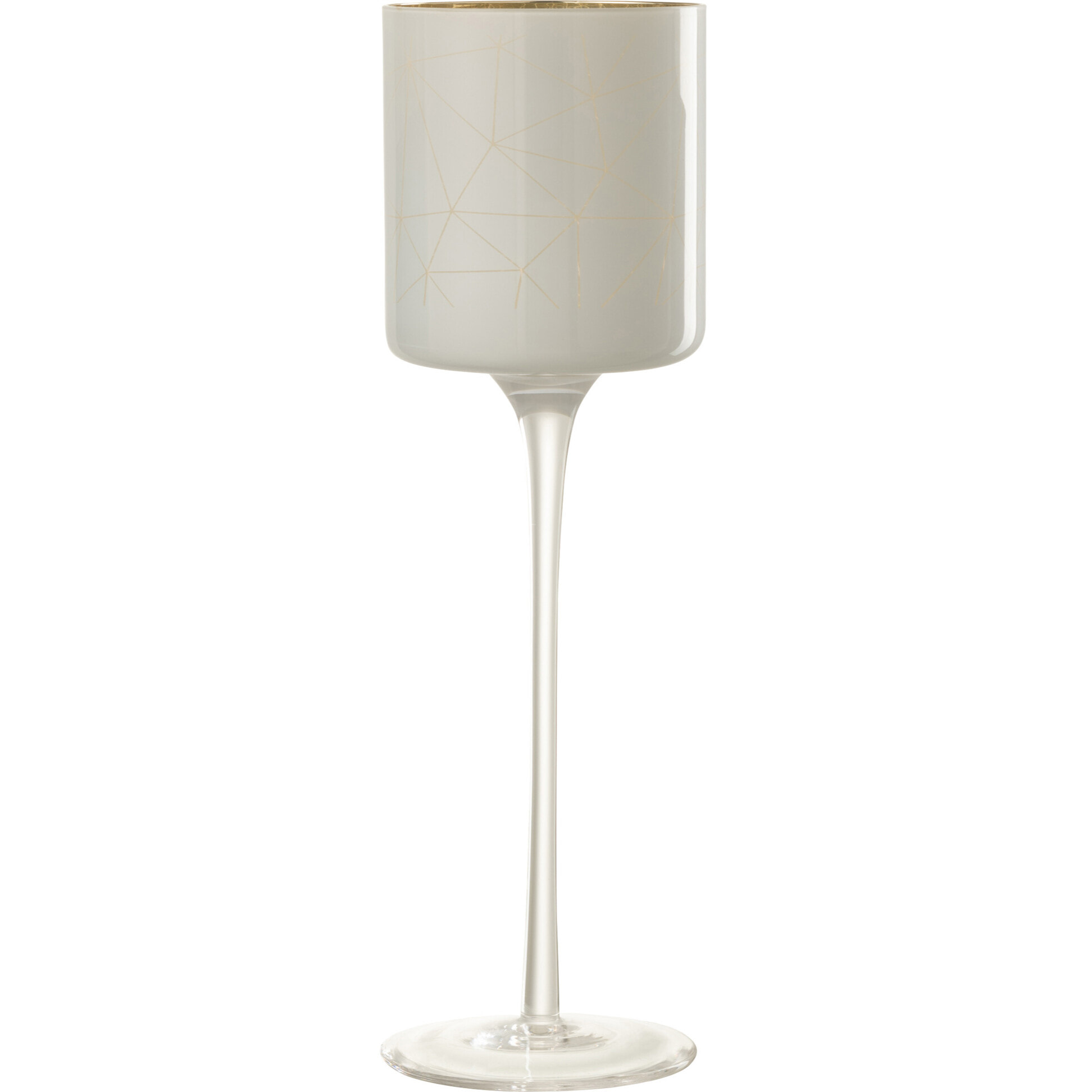 J-Line photophore Sur Pied Milano - verre - blanc/or - large