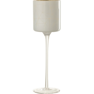 J-Line photophore Sur Pied Milano - verre - blanc/or - large