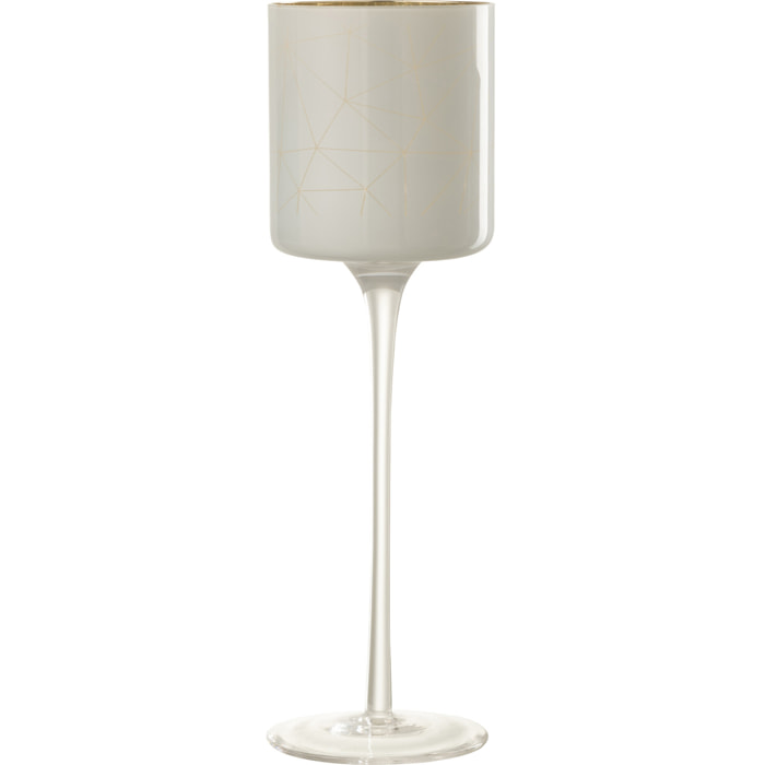 J-Line photophore Sur Pied Milano - verre - blanc/or - large