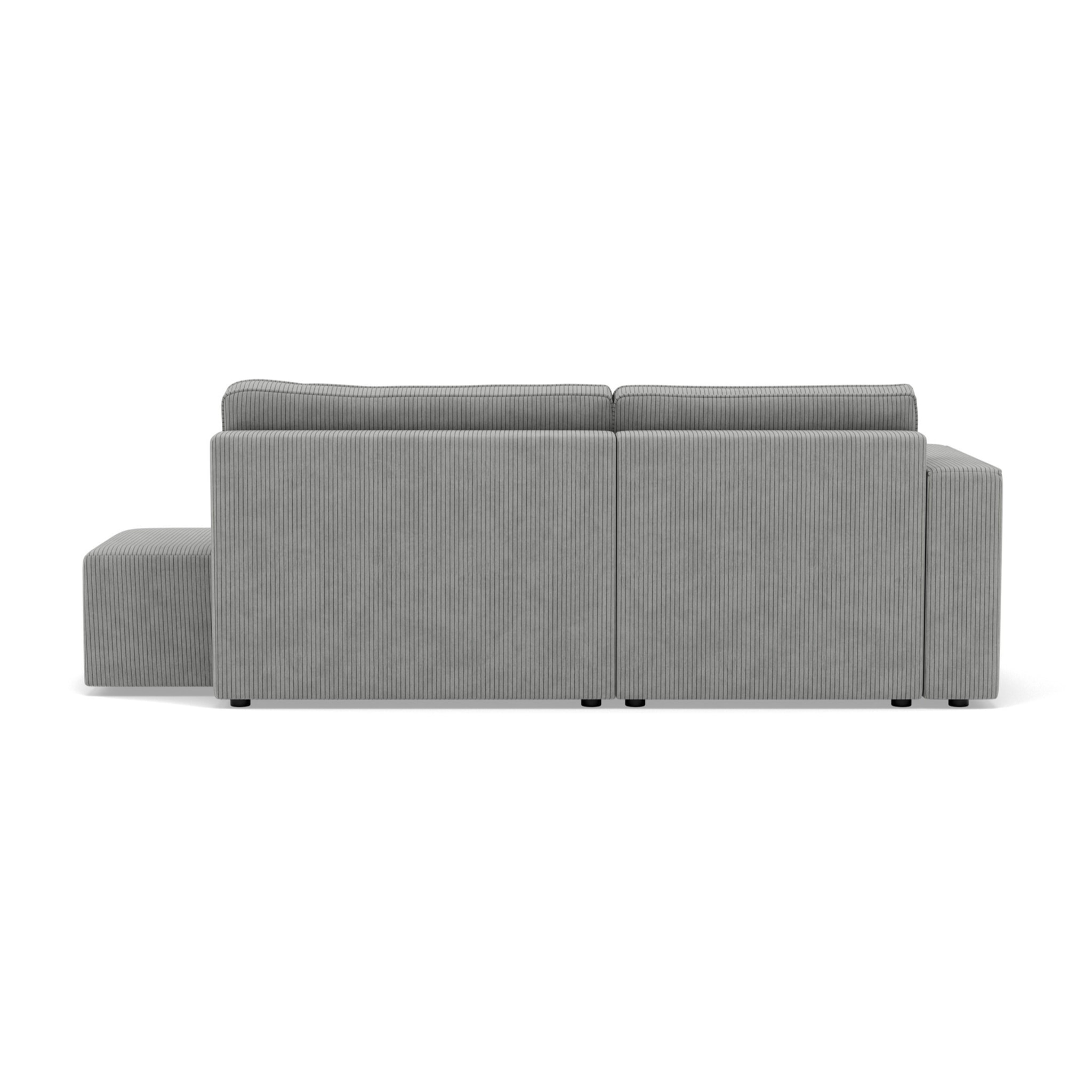 Topaze - canapé d'angle gauche 4 places convertible avec coffre sans accoudoir en velours côtelé - Gris clair