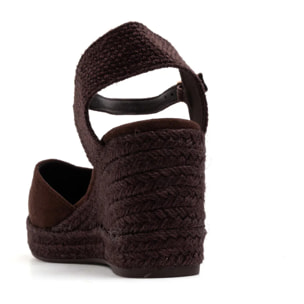 Espadrillas in simil camoscio con cinturino - MARRONE