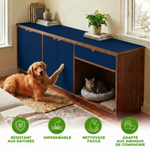 Rouleau adhésif décoratif Vinyle au Mètre - Bleu fonce - Sticker Lavable Imperméable Mur Cuisine Meubles