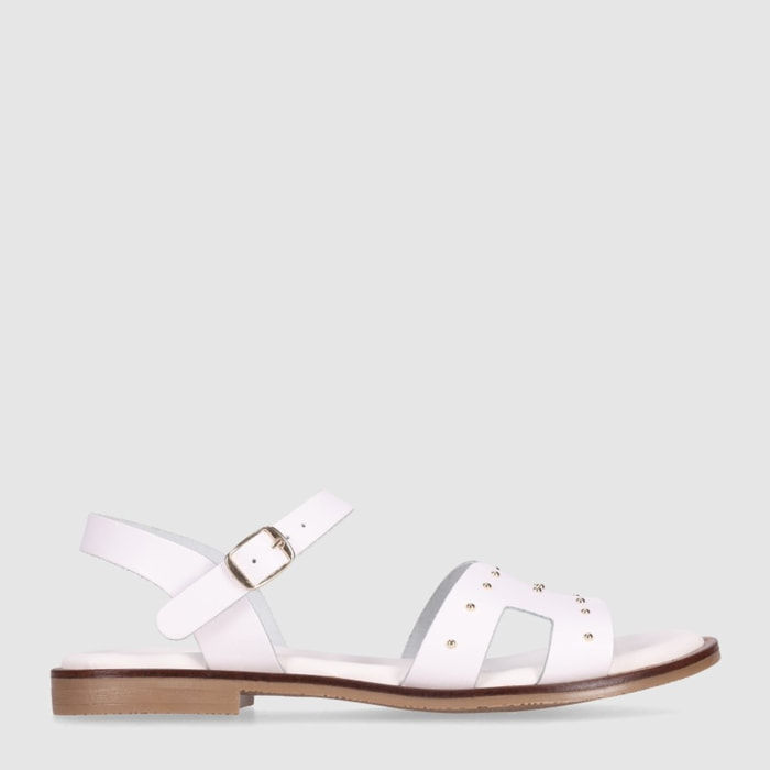 Sandalias de Piel - Blanco - Tacón: Bajo