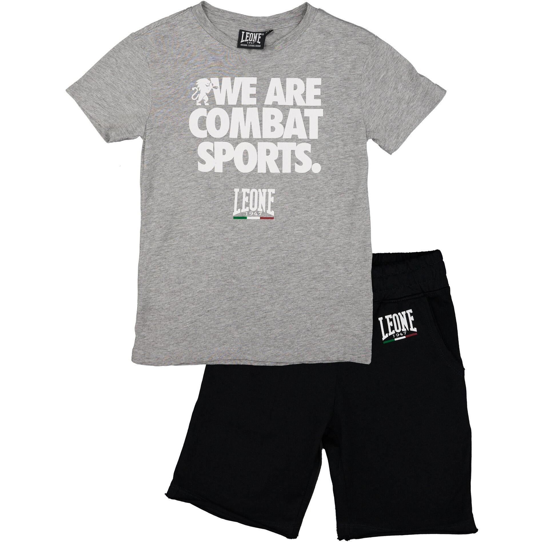 Conjunto infantil completo de algodón con camiseta y pantalones cortos Leone WACS.