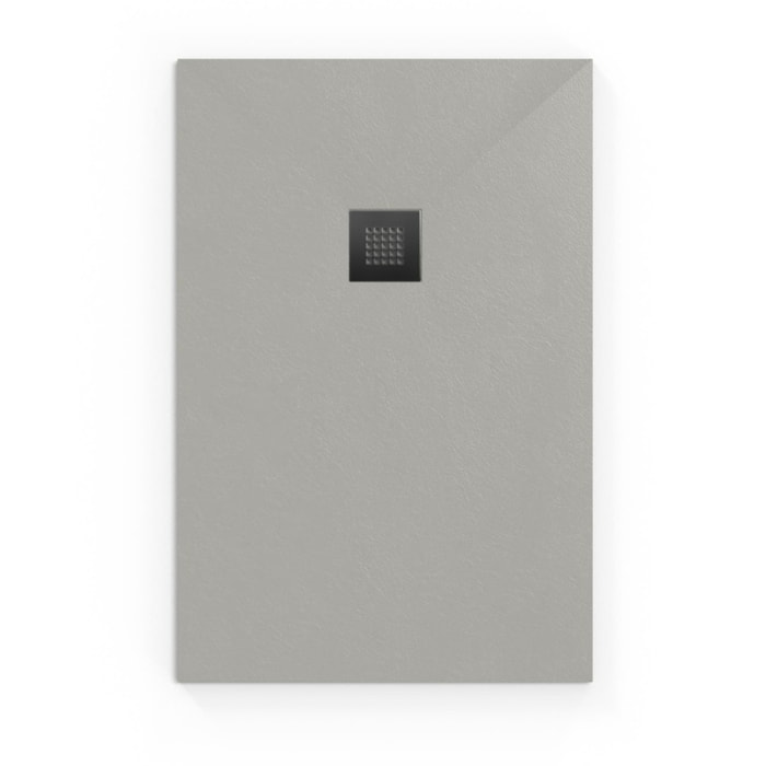 Alek Receveur de douche rectangulaire 120x90cm avec siphon, en marbre coulé, Gris (SATALEK12090S-S)